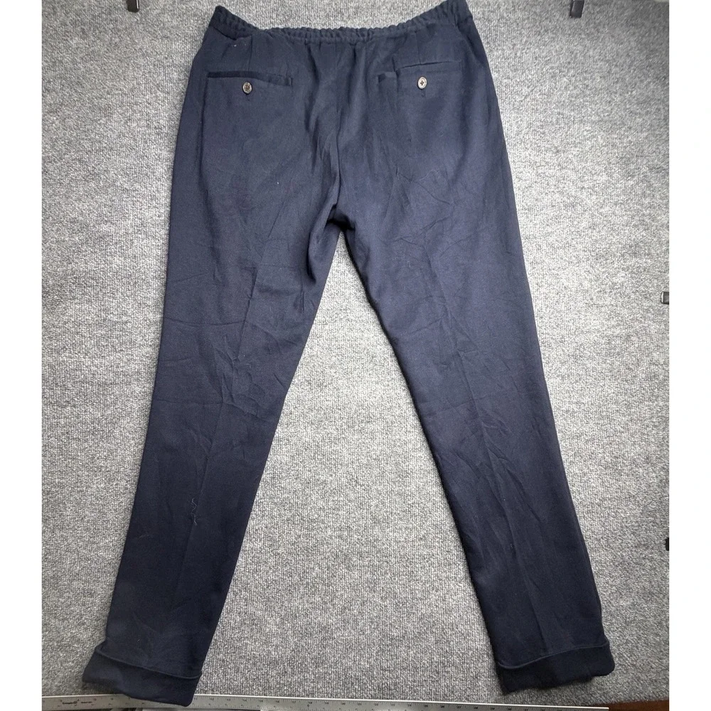 Polo Ralph Lauren Pleated Double Knit Trousers Mens 38x34 Blue Drawstring Pants
